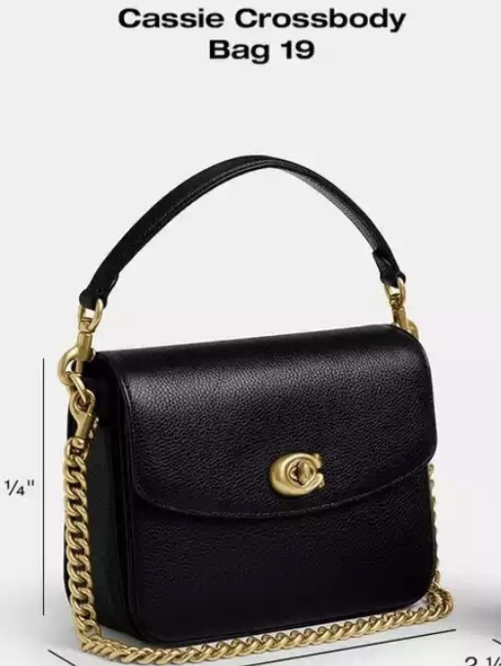 Coach Black Pebbled Leather Satchel with Gold Chain